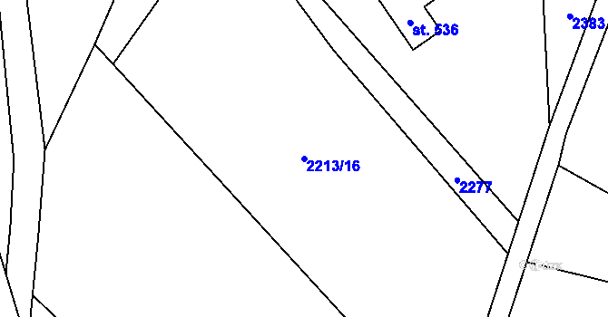 Parcela st. 2213/16 v KÚ Alšovice, Katastrální mapa