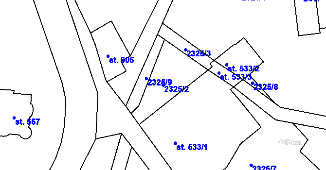 Parcela st. 2325/2 v KÚ Alšovice, Katastrální mapa