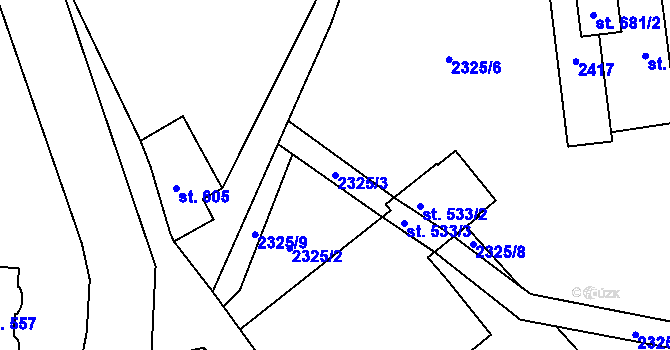 Parcela st. 2325/3 v KÚ Alšovice, Katastrální mapa