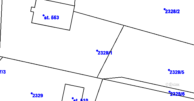 Parcela st. 2328/1 v KÚ Alšovice, Katastrální mapa
