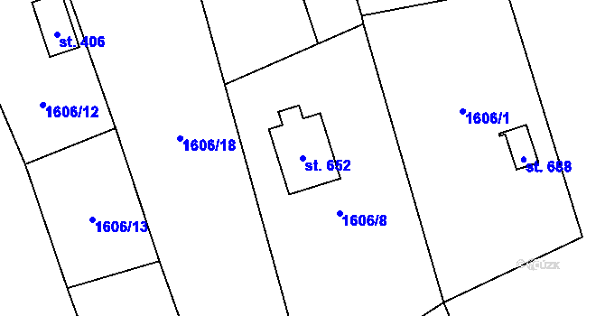Parcela st. 652 v KÚ Alšovice, Katastrální mapa