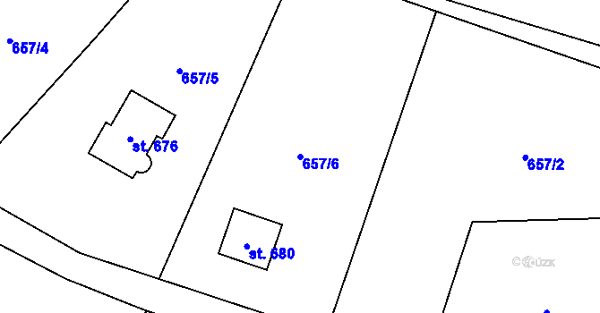 Parcela st. 657/6 v KÚ Alšovice, Katastrální mapa