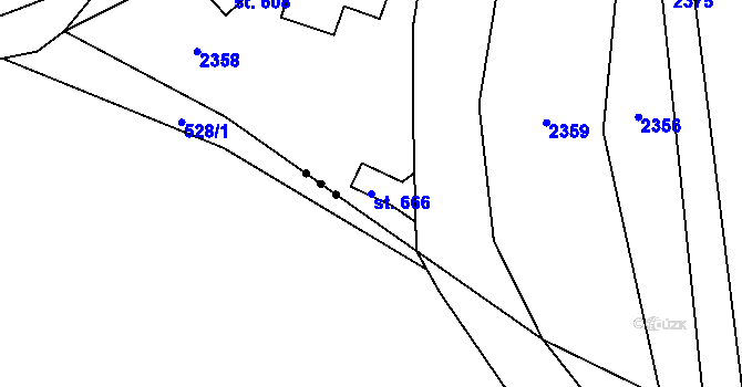 Parcela st. 666 v KÚ Alšovice, Katastrální mapa