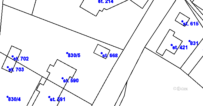 Parcela st. 668 v KÚ Alšovice, Katastrální mapa