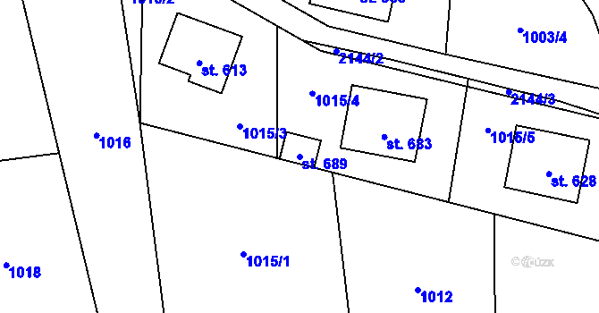 Parcela st. 689 v KÚ Alšovice, Katastrální mapa