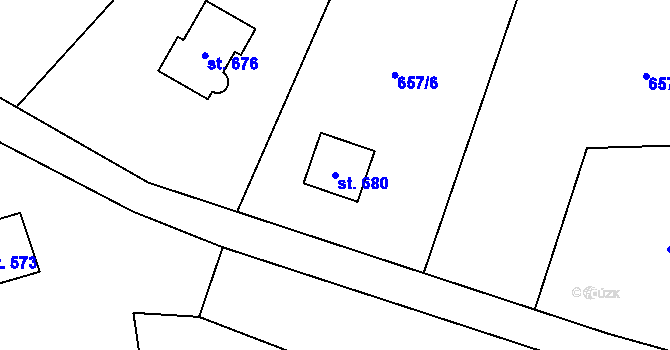 Parcela st. 680 v KÚ Alšovice, Katastrální mapa