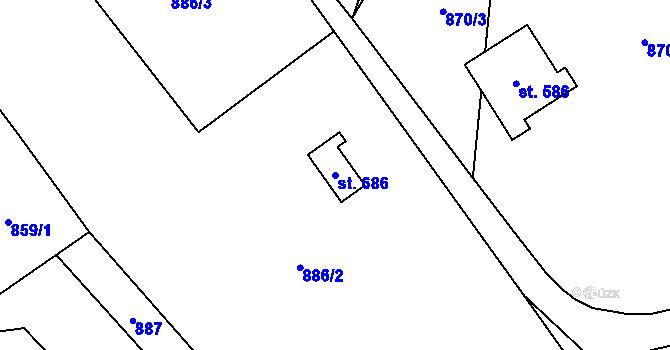 Parcela st. 686 v KÚ Alšovice, Katastrální mapa