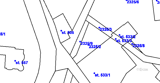 Parcela st. 2325/9 v KÚ Alšovice, Katastrální mapa