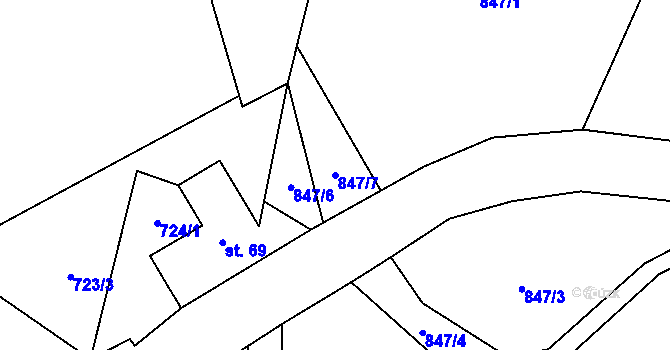 Parcela st. 847/7 v KÚ Alšovice, Katastrální mapa