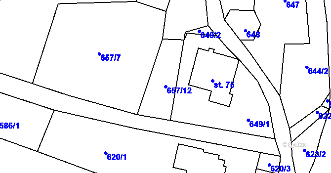 Parcela st. 657/12 v KÚ Alšovice, Katastrální mapa