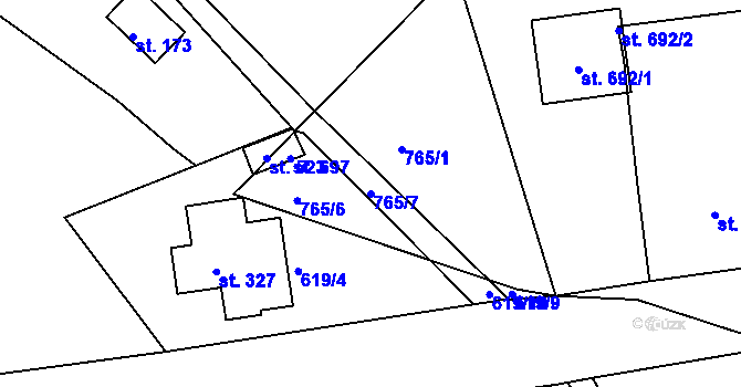 Parcela st. 765/7 v KÚ Alšovice, Katastrální mapa