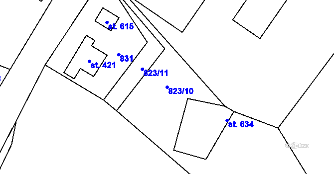 Parcela st. 823/10 v KÚ Alšovice, Katastrální mapa