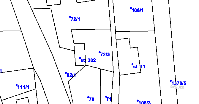 Parcela st. 72/3 v KÚ Bratříkov, Katastrální mapa