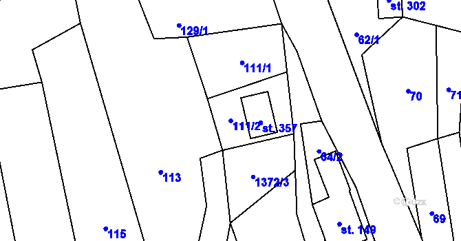 Parcela st. 111/2 v KÚ Bratříkov, Katastrální mapa