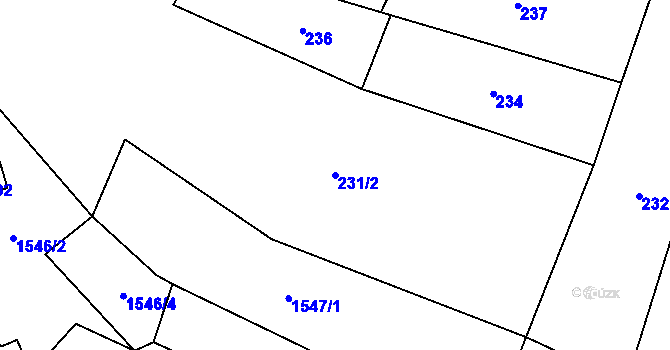 Parcela st. 231/2 v KÚ Bratříkov, Katastrální mapa