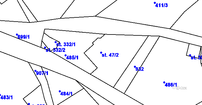 Parcela st. 47/2 v KÚ Huť, Katastrální mapa