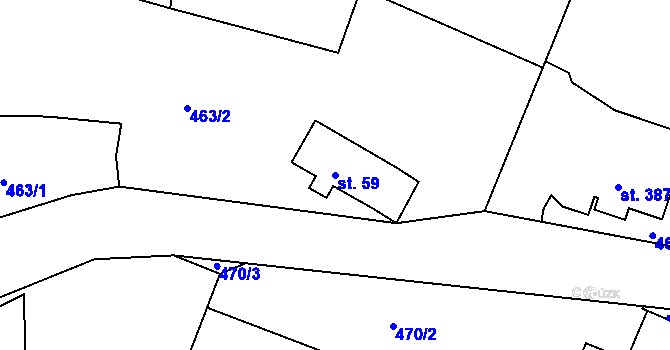 Parcela st. 59 v KÚ Huť, Katastrální mapa