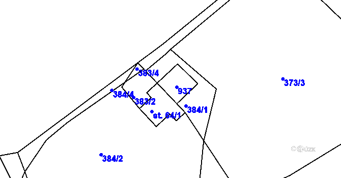 Parcela st. 64/2 v KÚ Huť, Katastrální mapa