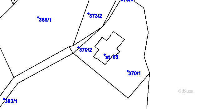 Parcela st. 65 v KÚ Huť, Katastrální mapa