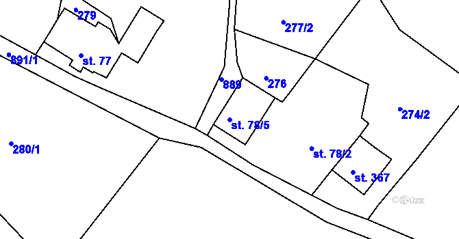 Parcela st. 78/5 v KÚ Huť, Katastrální mapa