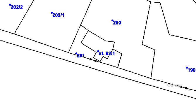 Parcela st. 82/1 v KÚ Huť, Katastrální mapa