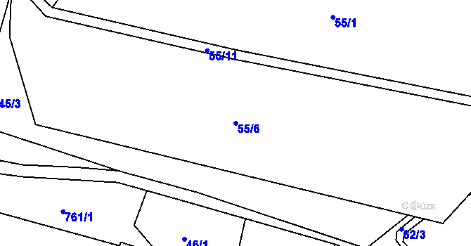 Parcela st. 55/6 v KÚ Huť, Katastrální mapa