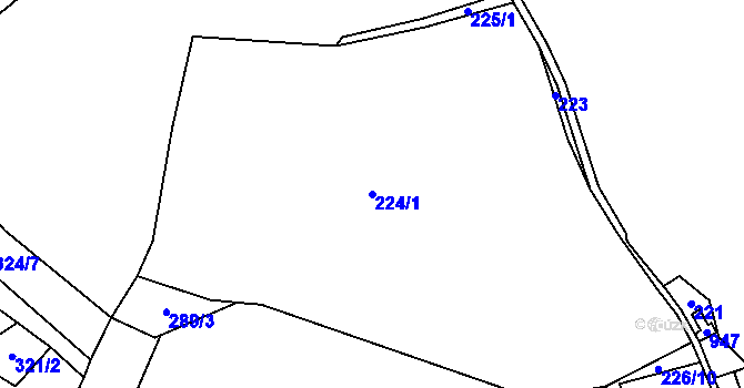 Parcela st. 224/1 v KÚ Huť, Katastrální mapa
