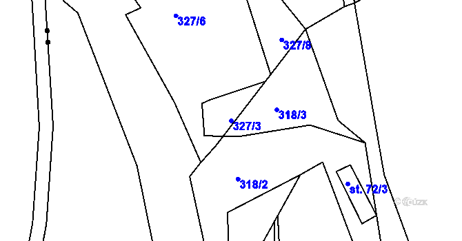 Parcela st. 327/3 v KÚ Huť, Katastrální mapa