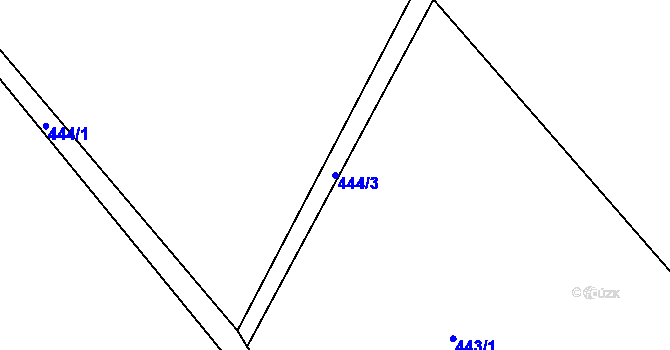 Parcela st. 444/3 v KÚ Huť, Katastrální mapa