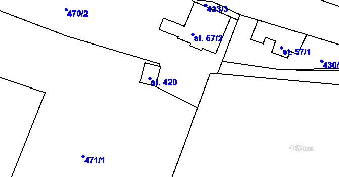 Parcela st. 471/3 v KÚ Huť, Katastrální mapa