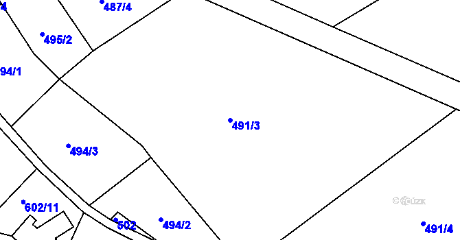 Parcela st. 491/3 v KÚ Huť, Katastrální mapa