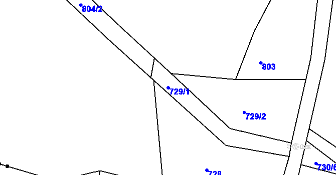 Parcela st. 729/1 v KÚ Huť, Katastrální mapa