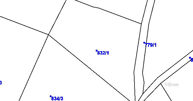 Parcela st. 832/1 v KÚ Huť, Katastrální mapa
