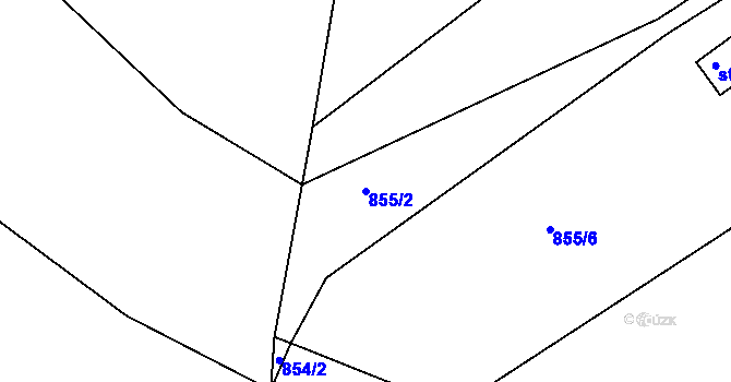 Parcela st. 855/2 v KÚ Huť, Katastrální mapa
