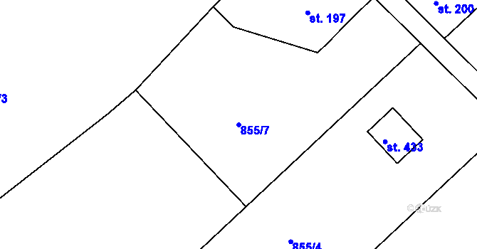 Parcela st. 855/7 v KÚ Huť, Katastrální mapa