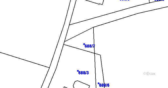 Parcela st. 688/7 v KÚ Huť, Katastrální mapa