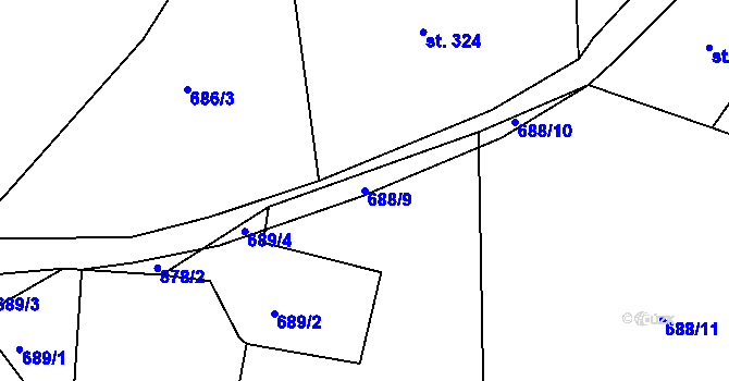 Parcela st. 688/9 v KÚ Huť, Katastrální mapa