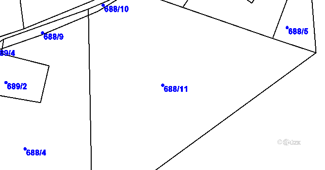 Parcela st. 688/11 v KÚ Huť, Katastrální mapa