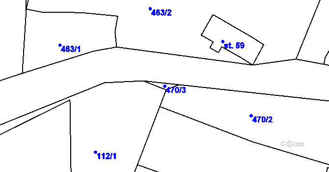 Parcela st. 470/3 v KÚ Huť, Katastrální mapa