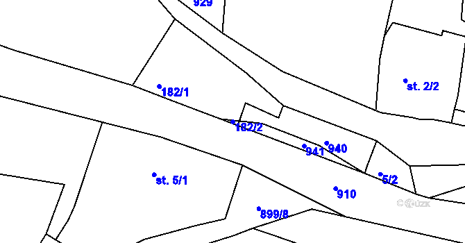Parcela st. 182/2 v KÚ Huť, Katastrální mapa