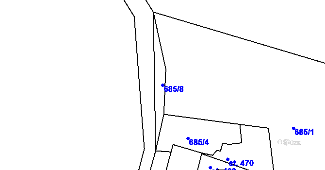 Parcela st. 685/8 v KÚ Huť, Katastrální mapa