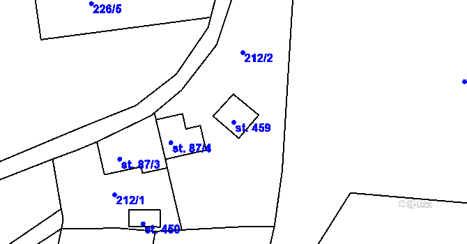 Parcela st. 459 v KÚ Huť, Katastrální mapa