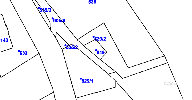 Parcela st. 949 v KÚ Huť, Katastrální mapa