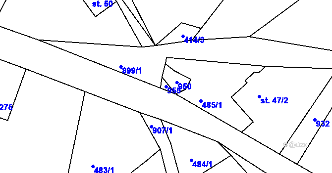 Parcela st. 955 v KÚ Huť, Katastrální mapa