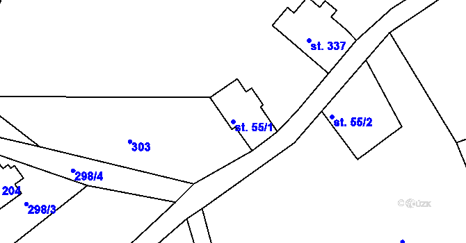 Parcela st. 55/1 v KÚ Jistebsko, Katastrální mapa