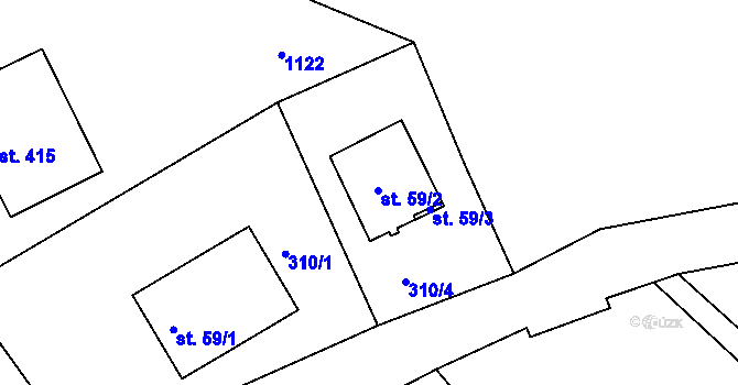 Parcela st. 59/2 v KÚ Jistebsko, Katastrální mapa