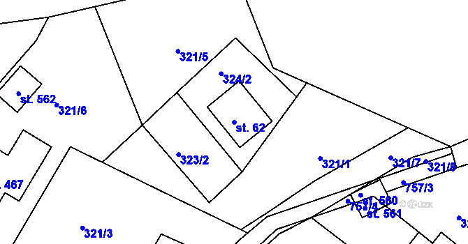 Parcela st. 62 v KÚ Jistebsko, Katastrální mapa