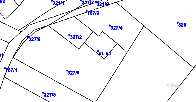 Parcela st. 64 v KÚ Jistebsko, Katastrální mapa