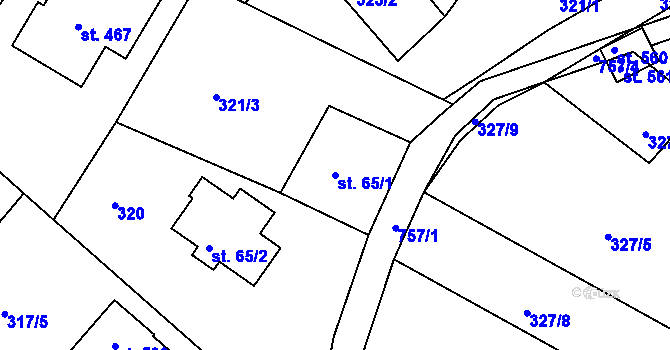 Parcela st. 65/1 v KÚ Jistebsko, Katastrální mapa