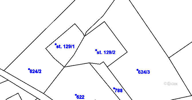 Parcela st. 129/2 v KÚ Jistebsko, Katastrální mapa